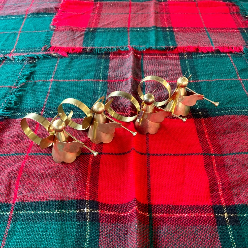 Vintage Brass Angel Trumpet Napkin Rings